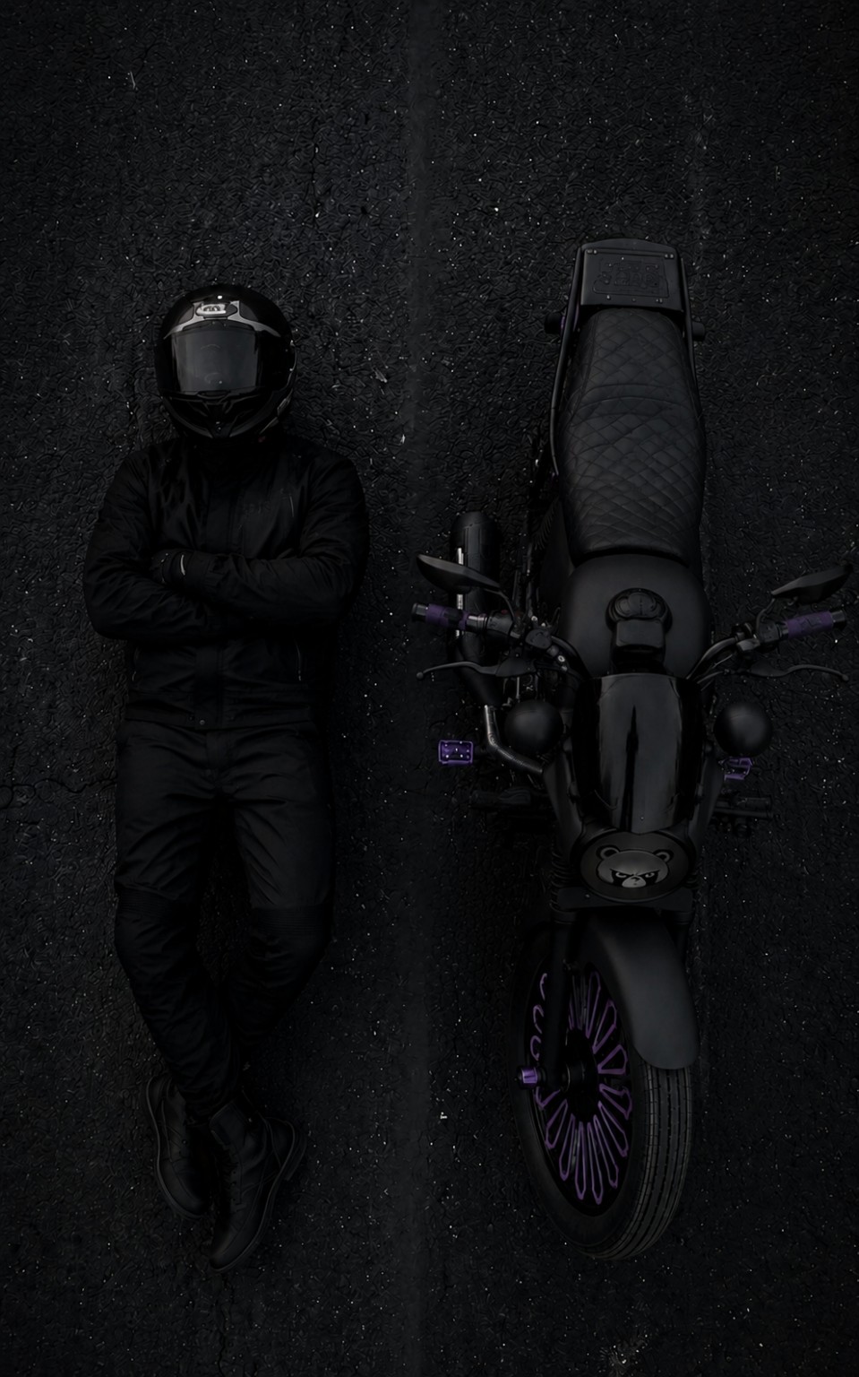 Flint Zerone beside his motorcycle